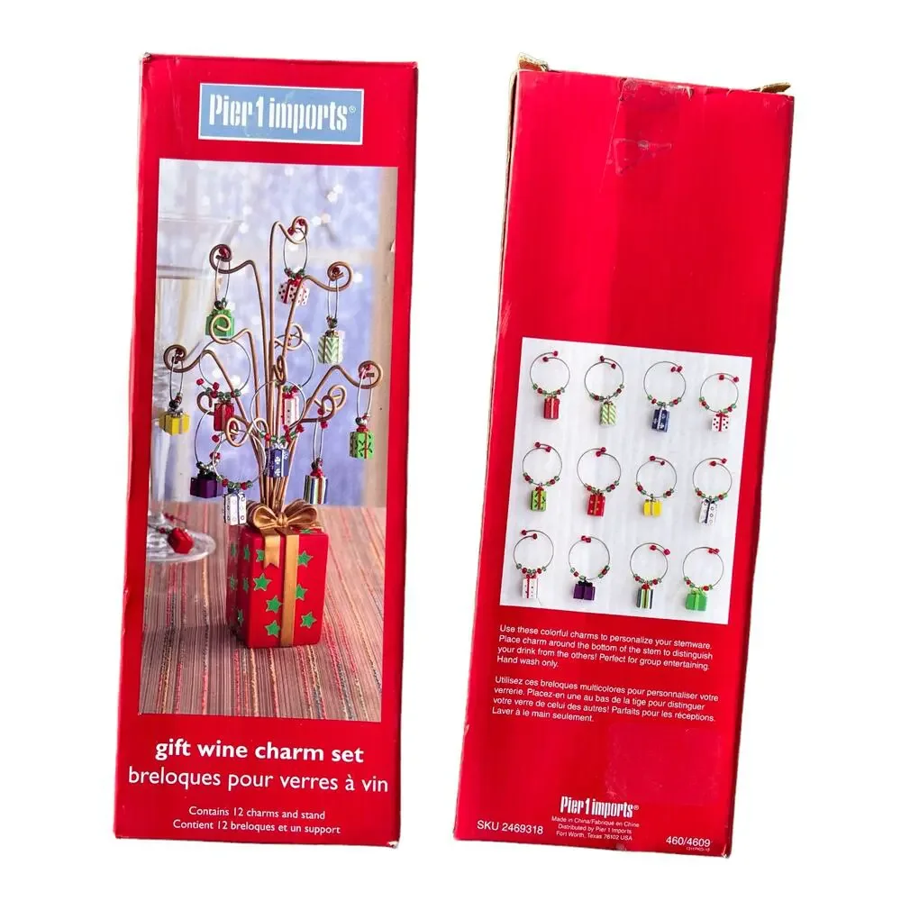 Pier 1 Imports Gift Wine Charm Set Tree Contains 11 Charms
